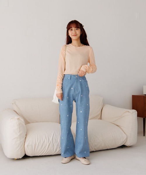 flower（フラワー）の「リンクルリブロングスリーブ（Tシャツ/カットソー・レディース・アイボリー/オレンジ・FREE）」の15枚目の写真