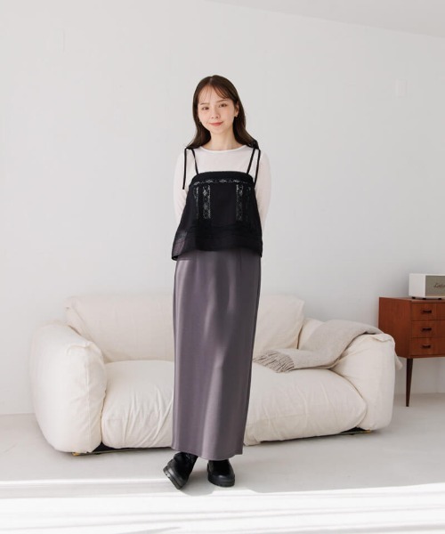 flower（フラワー）の「リンクルリブロングスリーブ（Tシャツ/カットソー・レディース・アイボリー/オレンジ・FREE）」の3枚目の写真