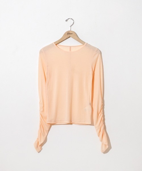 flower（フラワー）の「リンクルリブロングスリーブ（Tシャツ/カットソー・レディース・アイボリー/オレンジ・FREE）」の6枚目の写真