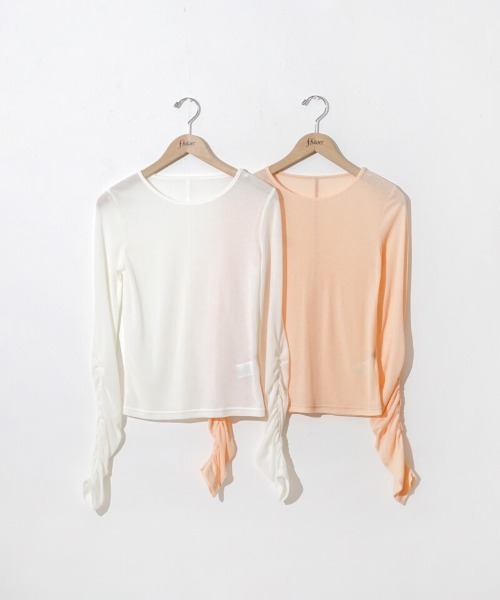 flower（フラワー）の「リンクルリブロングスリーブ（Tシャツ/カットソー・レディース・アイボリー/オレンジ・FREE）」の7枚目の写真