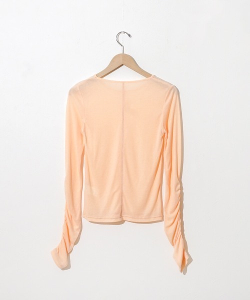 flower（フラワー）の「リンクルリブロングスリーブ（Tシャツ/カットソー・レディース・アイボリー/オレンジ・FREE）」の9枚目の写真