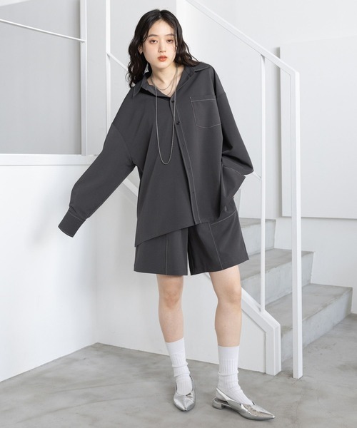 RAGEBLUE（レイジブルー）の「＜セットアップ対応＞TRステッチショートパンツ/ハーフパンツ（スラックス・レディース・グレー/ネイビー・FREE）」の5枚目の写真