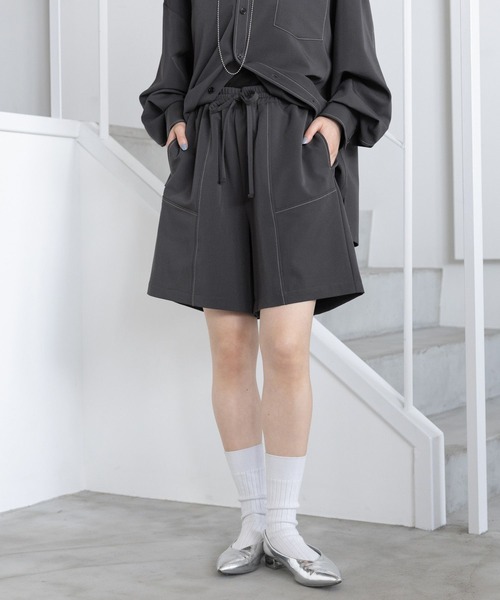 RAGEBLUE（レイジブルー）の「＜セットアップ対応＞TRステッチショートパンツ/ハーフパンツ（スラックス・レディース・グレー/ネイビー・FREE）」の8枚目の写真