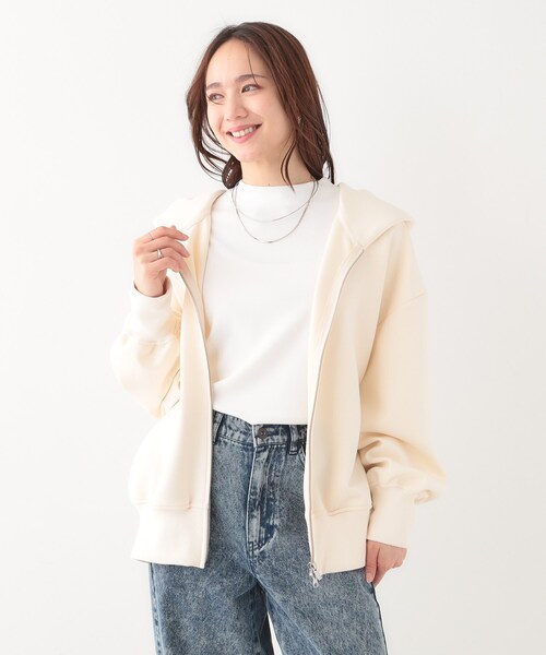 Cutie Blonde(キューティーブロンド)の「季節の変わり目に頼れる ダブルZIPダンボールパーカー(カーディガン/ボレロ・レディース・オフホワイト/ブラック/ライトグレー・00)」の19枚目の写真