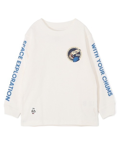 CHUMS(チャムス)の「【CHUMS】 Kids Space Exploration L/S T-Shirt キッズ スペースエクスプロアレイション ロングスリーブティーシャツ(Tシャツ/カットソー・キッズ・ホワイト/ブラック/ブルー/グレー・X-LARGE/LARGE/MEDIUM)」の1枚目の写真