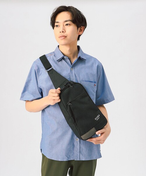 BEAMS HEART(ビームスハート)の「ポリエステル 杢素材 配色 切替 ショルダーバッグ【ユニセックス】(ショルダーバッグ・メンズ・チャコールグレー/ブラック・ONE SIZE)」の4枚目の写真