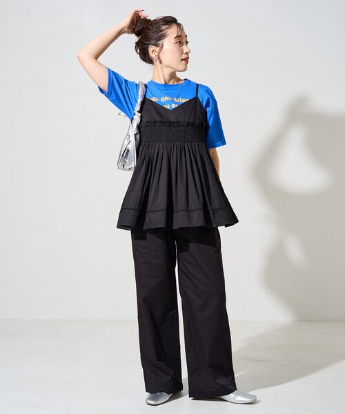 IENA 黒 イージーパンツ IENA LA BOUCLE 麻シーチングイージーパンツ3（その他パンツ