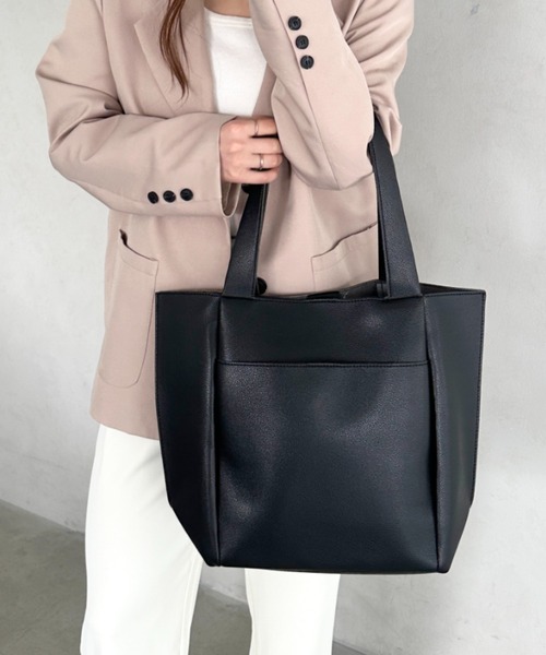 セール】【A4収納可】PU外ポケット付きトートバッグ ビジネスバッグ