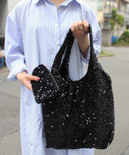 Anthe(アンテ)の「【Anthe】 / ポーチ付きスパンコールマルシェBAG / ant-000023(ショルダーバッグ・レディース・ブラック/シルバー・ONESIZE)」の8枚目の写真