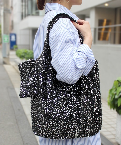Anthe(アンテ)の「【Anthe】 / ポーチ付きスパンコールマルシェBAG / ant-000023(ショルダーバッグ・レディース・ブラック/シルバー・ONESIZE)」の9枚目の写真