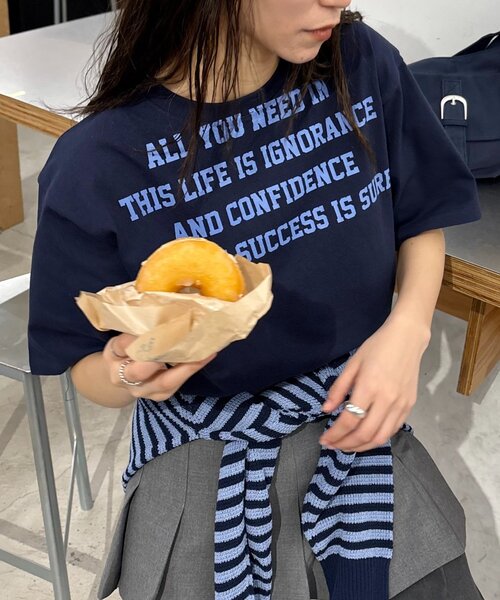 CIAOPANIC TYPY（チャオパニックティピー）の「【UNISEX】レタリングプリントロゴTEE（Tシャツ/カットソー・レディース・ブルー/グレー/ネイビー/ピンク/ホワイト・MEDIUM/LARGE）」の9枚目の写真