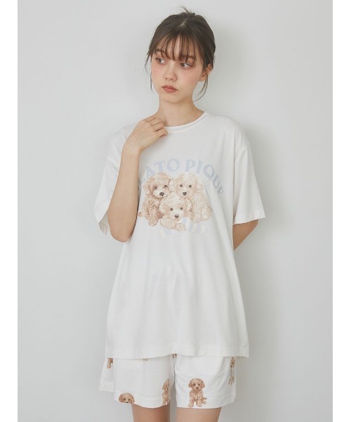 gelatopique ジェラピケ　トイプードルTシャツ&ショートパンツセット セール】【ラッピング済み】トイプードル柄ビッグTシャツ