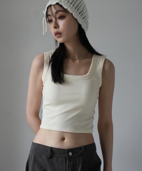 Ulysses(ユリシス)の「【ブラトップ】カップ付きスクエアネックタンクトップ(タンクトップ・レディース・ブラック/グレー/オフホワイト/グリーン/ブラウン・M/L)」の15枚目の写真