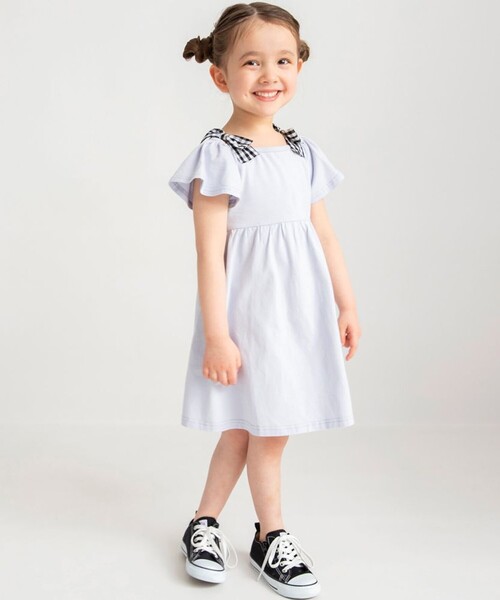 BRANSHES（ブランシェス）の「肩リボン半袖ワンピース（ワンピース・キッズ・アイボリー/サックスブルー・120/110/100/90/130/150/140）」の16枚目の写真
