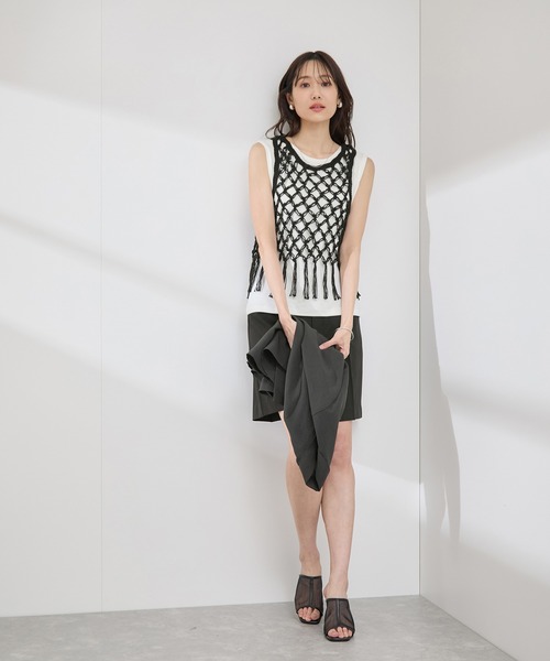 ROPE' PICNIC（ロペピクニック）の「かぎ針ビスチェ×タンクトップセット（ベスト・レディース・ブラック/キナリ・38）」の5枚目の写真