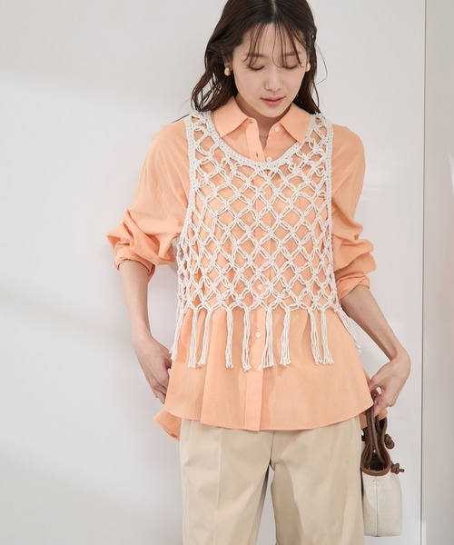 ROPE' PICNIC（ロペピクニック）の「かぎ針ビスチェ×タンクトップセット（ベスト・レディース・ブラック/キナリ・38）」の9枚目の写真