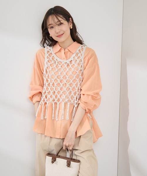 ROPE' PICNIC（ロペピクニック）の「かぎ針ビスチェ×タンクトップセット（ベスト・レディース・ブラック/キナリ・38）」の10枚目の写真