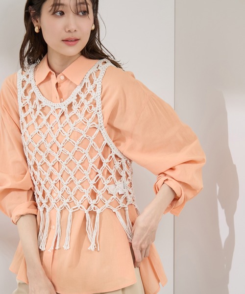 ROPE' PICNIC（ロペピクニック）の「かぎ針ビスチェ×タンクトップセット（ベスト・レディース・ブラック/キナリ・38）」の11枚目の写真