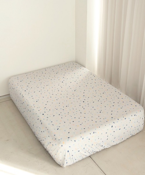 【Sleep】テラゾー柄 抗菌加工接触冷感ボックスシーツ（セミダブル）