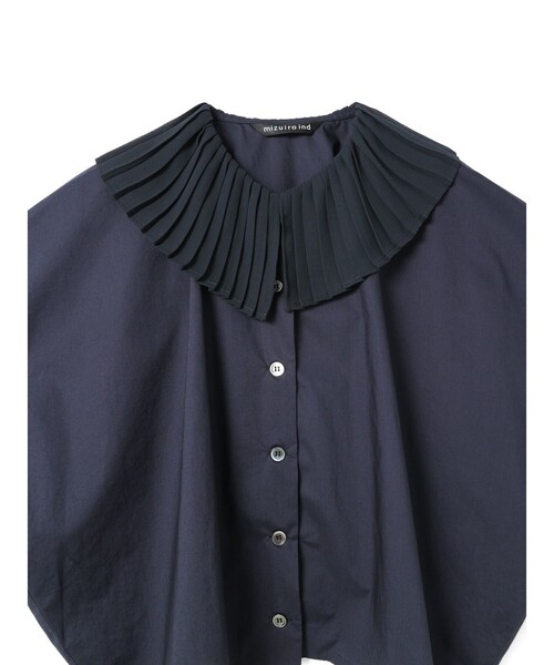 mizuiro ind ダブルフリルカラーシャツ ブラック mizuiro ind ダブルフリルカラーシャツ｜ MARcourt ONLINE STORE