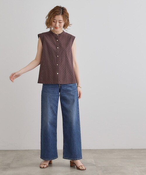 grove(グローブ)の「繊細なレースで魅せるエンブロイダリーレースバンドカラーシャツ(シャツ/ブラウス・レディース・ブラック/オフホワイト/ブラウン系・02/01/05/04/03)」の17枚目の写真