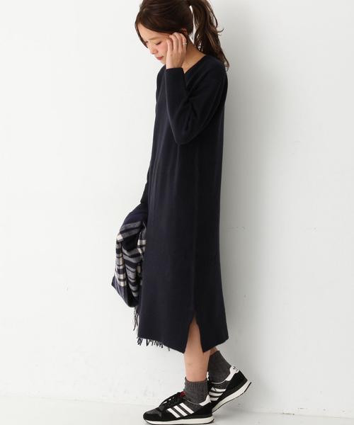 Another Edition（アナザーエディション）の「Vネックハイゲージワンピース/ AEFC V/N HGG OP（ワンピース・レディース・ベージュ/オリーブ/ネイビー・フリー）」の3枚目の写真