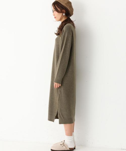 Another Edition（アナザーエディション）の「Vネックハイゲージワンピース/ AEFC V/N HGG OP（ワンピース・レディース・ベージュ/オリーブ/ネイビー・フリー）」の5枚目の写真