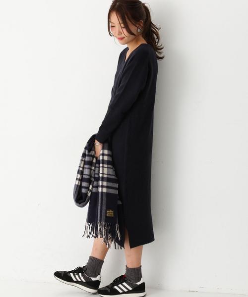 Another Edition（アナザーエディション）の「Vネックハイゲージワンピース/ AEFC V/N HGG OP（ワンピース・レディース・ベージュ/オリーブ/ネイビー・フリー）」の11枚目の写真