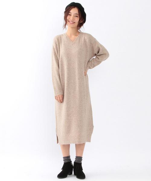 Another Edition（アナザーエディション）の「Vネックハイゲージワンピース/ AEFC V/N HGG OP（ワンピース・レディース・ベージュ/オリーブ/ネイビー・フリー）」の12枚目の写真