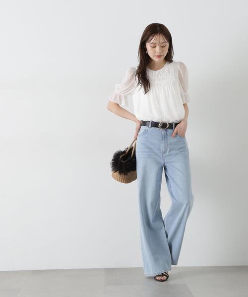 PROPORTION BODY DRESSING（プロポーションボディドレッシング）の「シャーリングパフブラウス / 1215110502（シャツ/ブラウス・レディース・ブルー/ピンク/ホワイト系その他・SMALL/MEDIUM）」の6枚目の写真