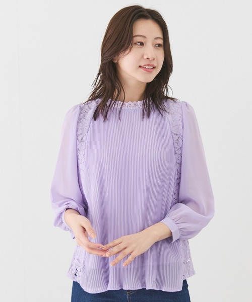 Jayro(ジャイロ)の「レースプリーツハイネックプルオーバー(シャツ/ブラウス・レディース・ホワイト/ラベンダー/ブラック/サックスブルー/グレー・M)」の5枚目の写真