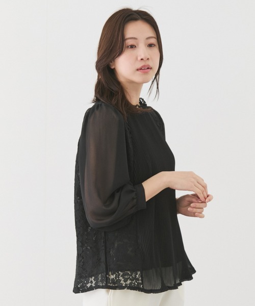 Jayro(ジャイロ)の「レースプリーツハイネックプルオーバー(シャツ/ブラウス・レディース・ホワイト/ラベンダー/ブラック/サックスブルー/グレー・M)」の7枚目の写真