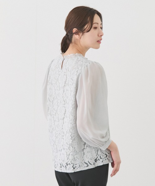Jayro(ジャイロ)の「レースプリーツハイネックプルオーバー(シャツ/ブラウス・レディース・ホワイト/ラベンダー/ブラック/サックスブルー/グレー・M)」の13枚目の写真