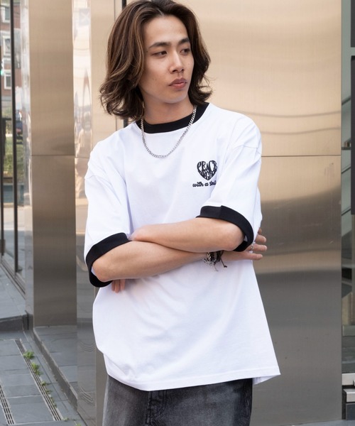 WEGO(ウィゴー)の「WEGO/アクセ付きリンガーグラフィックT(Tシャツ/カットソー・メンズ・ブラック/アッシュグレー/ホワイト・LARGE/MEDIUM)」の11枚目の写真
