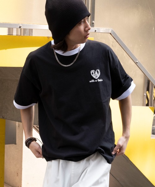 WEGO(ウィゴー)の「WEGO/アクセ付きリンガーグラフィックT(Tシャツ/カットソー・メンズ・ブラック/アッシュグレー/ホワイト・LARGE/MEDIUM)」の14枚目の写真