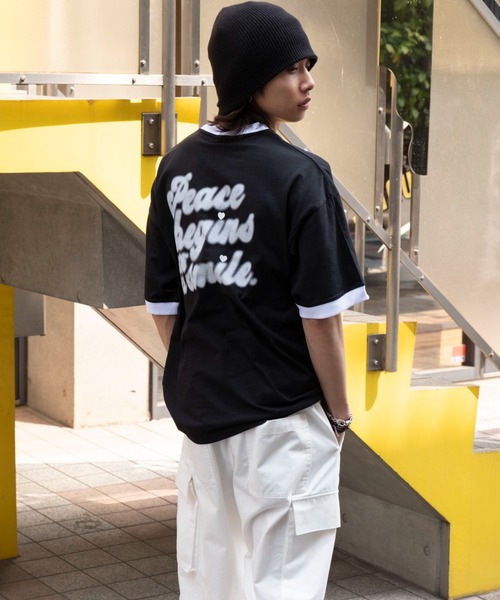 WEGO(ウィゴー)の「WEGO/アクセ付きリンガーグラフィックT(Tシャツ/カットソー・メンズ・ブラック/アッシュグレー/ホワイト・LARGE/MEDIUM)」の16枚目の写真