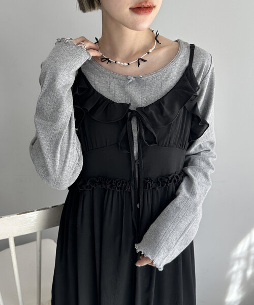 w closet（ダブルクローゼット）の「ビーズリボンネックレス（ネックレス・レディース・オフホワイト・FREE）」の2枚目の写真