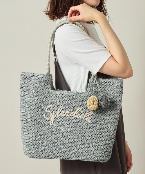ITS'DEMO(イッツデモ)の「チャーム付ロゴ刺繍雑材トート(トートバッグ・レディース・ベージュ/ライトベージュ/グリーン/グレー・00)」の4枚目の写真