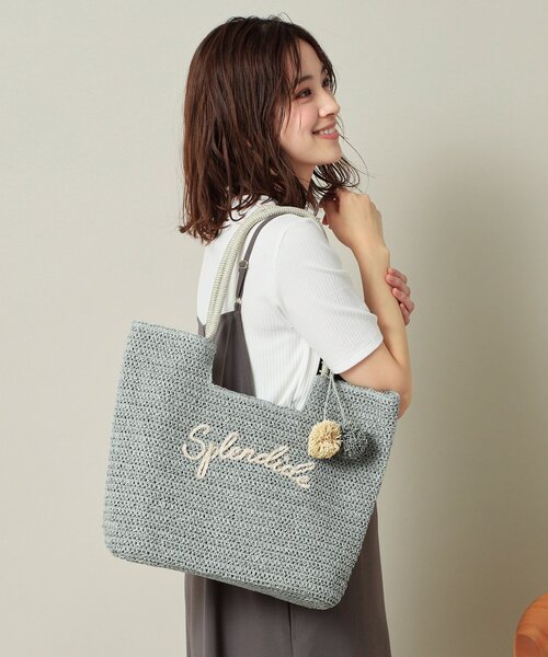 ITS'DEMO(イッツデモ)の「チャーム付ロゴ刺繍雑材トート(トートバッグ・レディース・ベージュ/ライトベージュ/グリーン/グレー・00)」の7枚目の写真