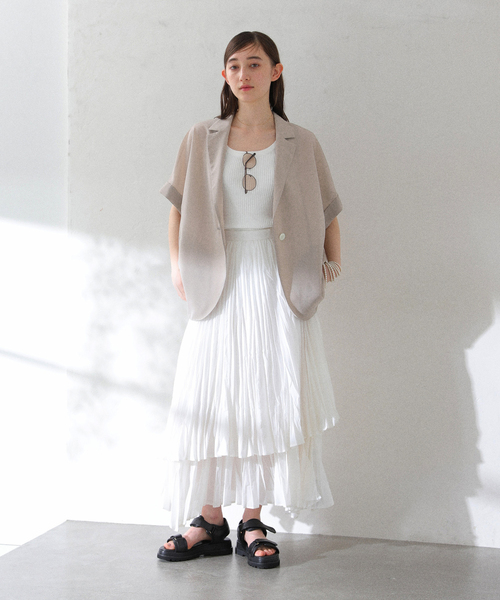 La TOTALITE(ラトータリテ)の「【洗える】シアーハーフスリーブジャケット(テーラードジャケット・レディース・ブラック/ベージュ・FREE)」の9枚目の写真