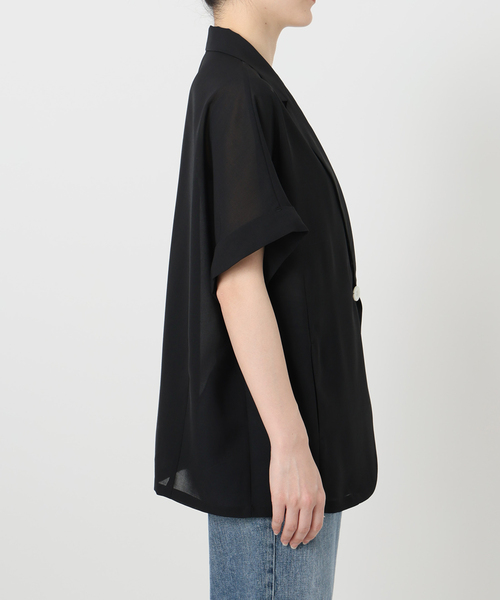 La TOTALITE(ラトータリテ)の「【洗える】シアーハーフスリーブジャケット(テーラードジャケット・レディース・ブラック/ベージュ・FREE)」の19枚目の写真