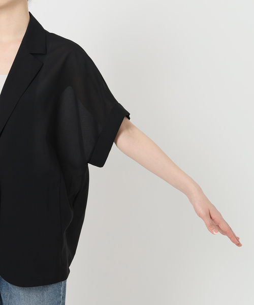 La TOTALITE(ラトータリテ)の「【洗える】シアーハーフスリーブジャケット(テーラードジャケット・レディース・ブラック/ベージュ・FREE)」の20枚目の写真