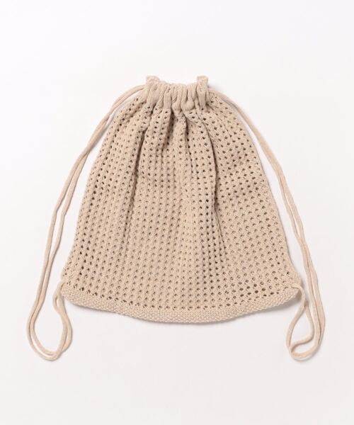ammy.（エイミードット）の「【 ammy. / エイミードット 】  ナチュラル クロシェ編み ナップサック（バックパック/リュック・レディース・アイボリー/ベージュ・FREE）」の4枚目の写真