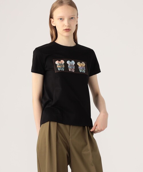 TOMORROWLAND / トゥモローランド スビンコットン ELEPHANTグラデーションプリントTシャツ リネン ショートスリーブ ワンナップカラーシャツ