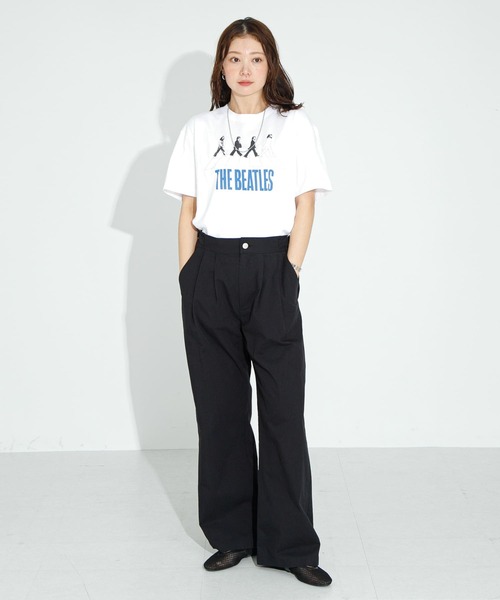 URBAN RESEARCH Sonny Label（アーバンリサーチサニーレーベル）の「ワイドストレートアジャストタックパンツ（その他パンツ・レディース・ベージュ/ブラック・36/38）」の8枚目の写真
