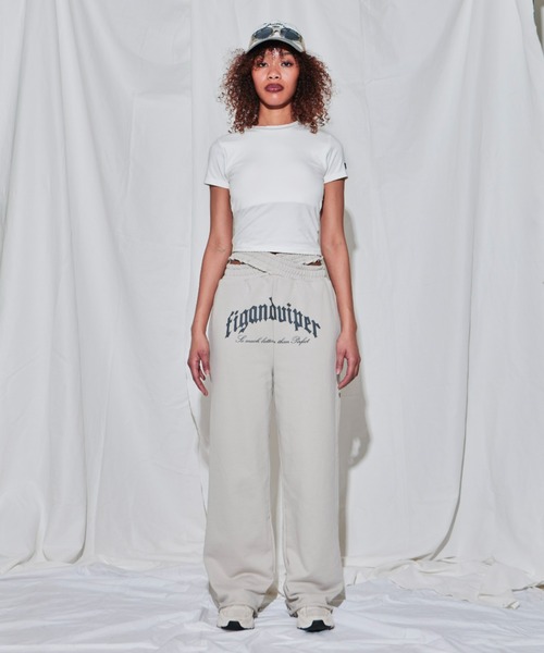 FIG&VIPER（フィグアンドバイパー）の「XウエストlogoスウェットPT（スウェットパンツ・レディース・ライトグレー/ブラック/ライトピンク・FREE）」の7枚目の写真