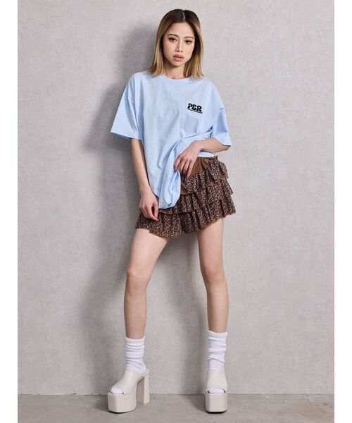 Mix material フリルデザインショートパンツ（その他パンツ