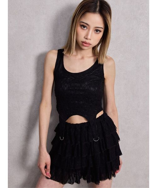 GYDA（ジェイダ）の「Mix material フリルデザインショートパンツ（その他パンツ・レディース・オフホワイト/ブラック/その他1・FREE）」の11枚目の写真