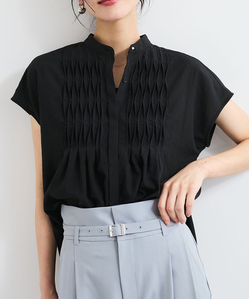 【接触冷感/洗える】気流染めスモッキングブラウス