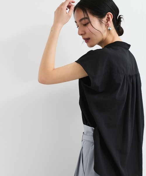 【接触冷感/洗える】気流染めスモッキングブラウス